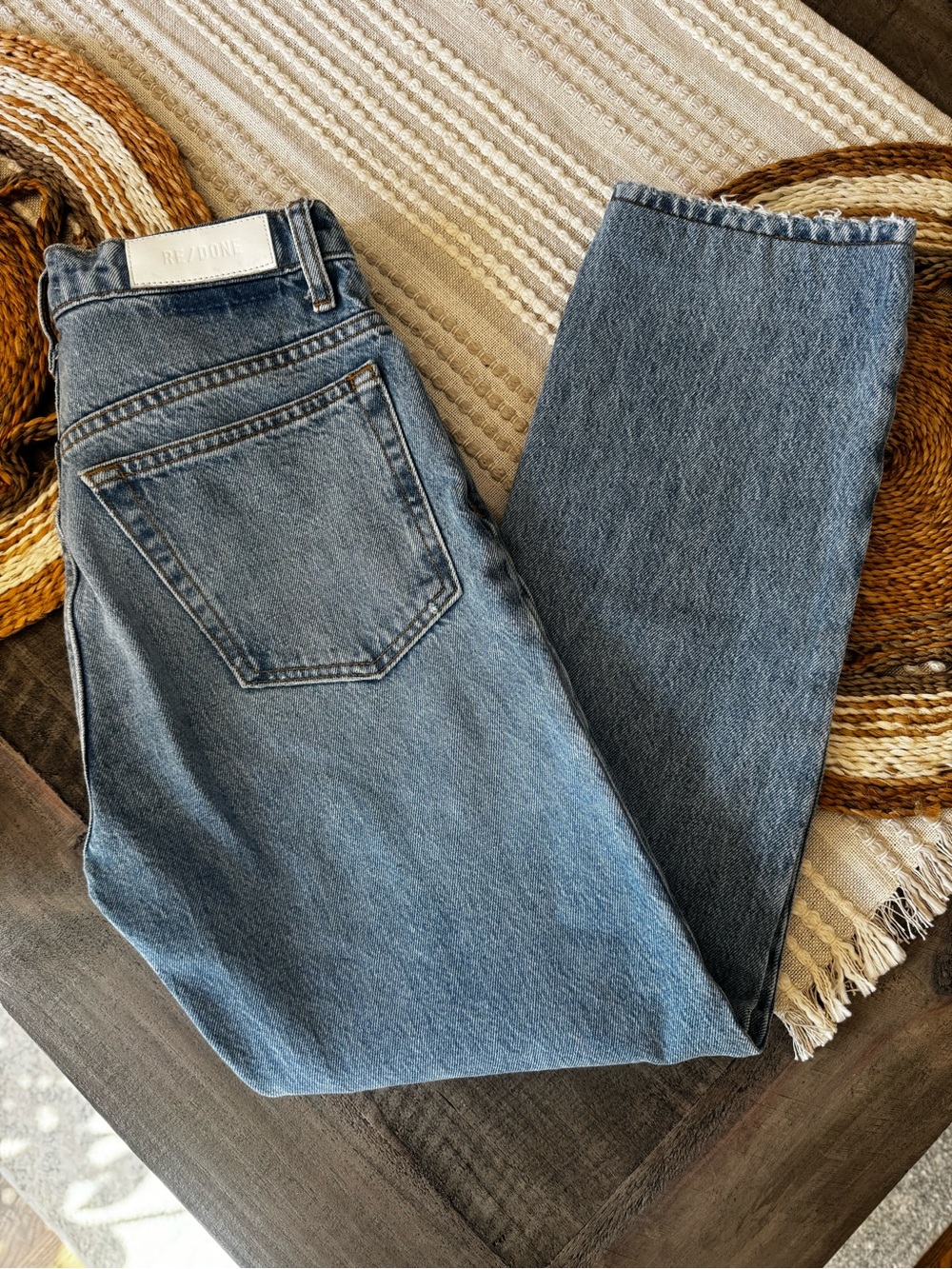Re/Done Light Blue Vintage-Wash Women's Jeans in style 70’s straight